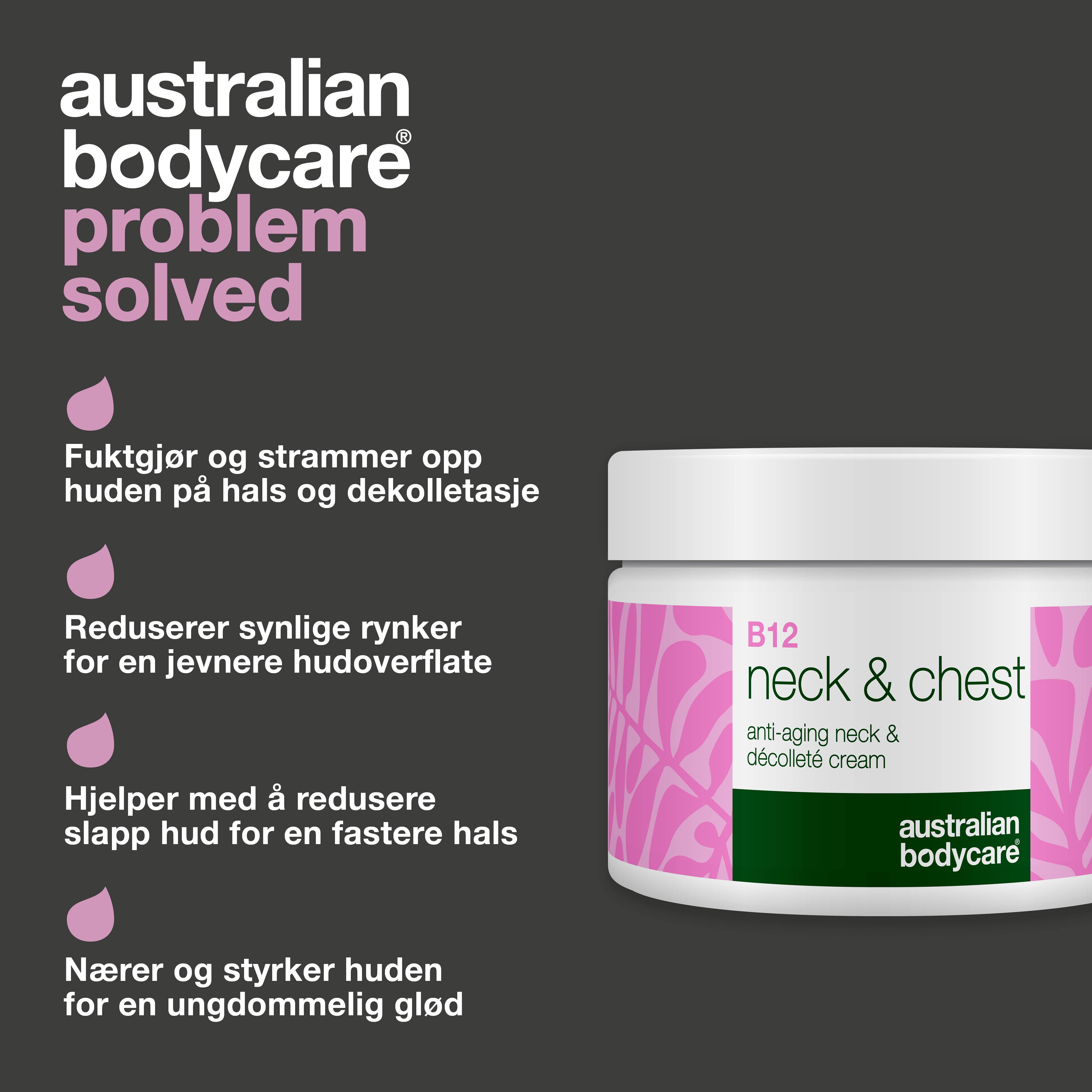 B12 Creme til Hals og Bryst – Reducer rynker og slap hud — B12 Hals- og Dekolletécreme fugter, opstrammer og mindsker rynker. For en glat og ungdommelig hud.