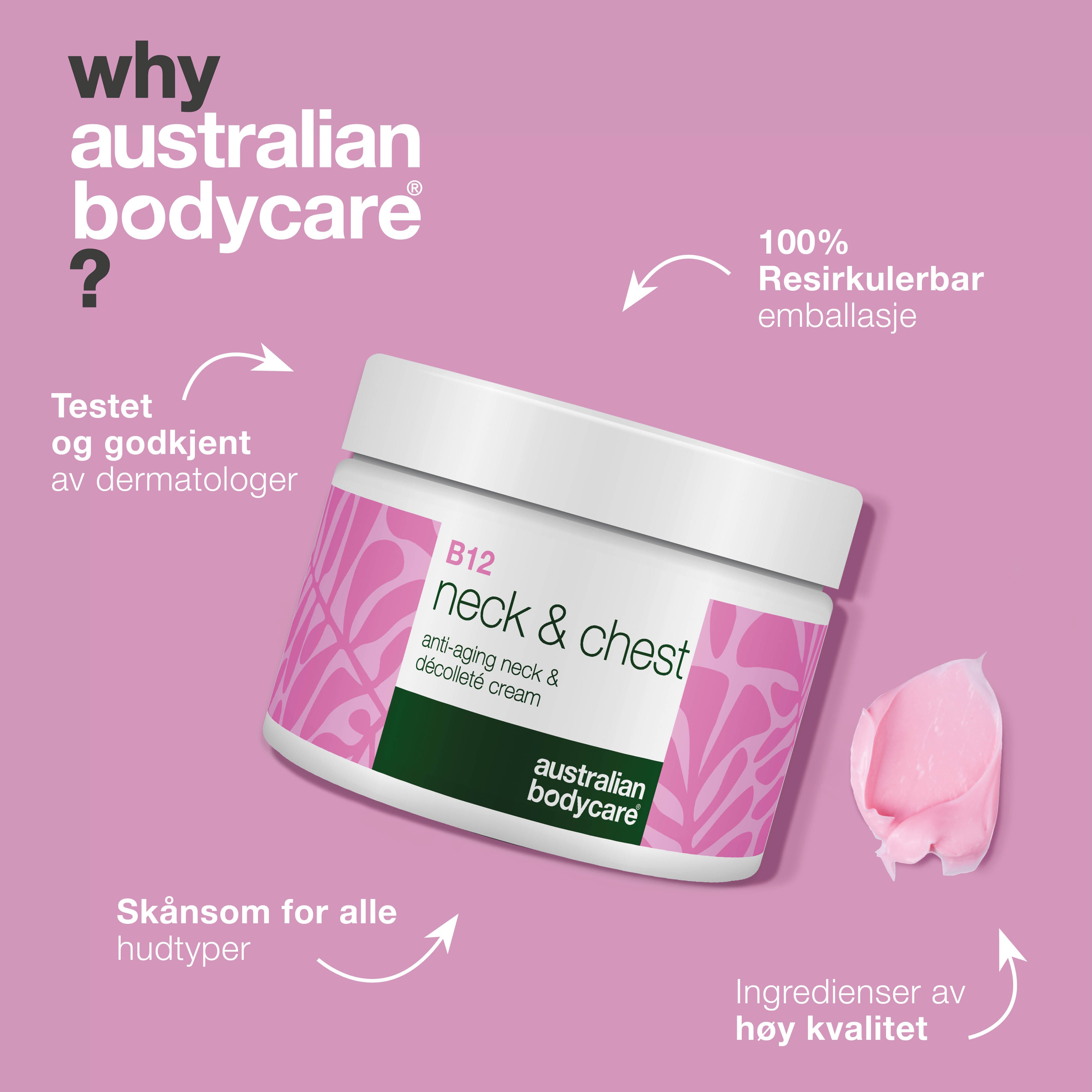 B12 Creme til Hals og Bryst – Reducer rynker og slap hud — B12 Hals- og Dekolletécreme fugter, opstrammer og mindsker rynker. For en glat og ungdommelig hud.