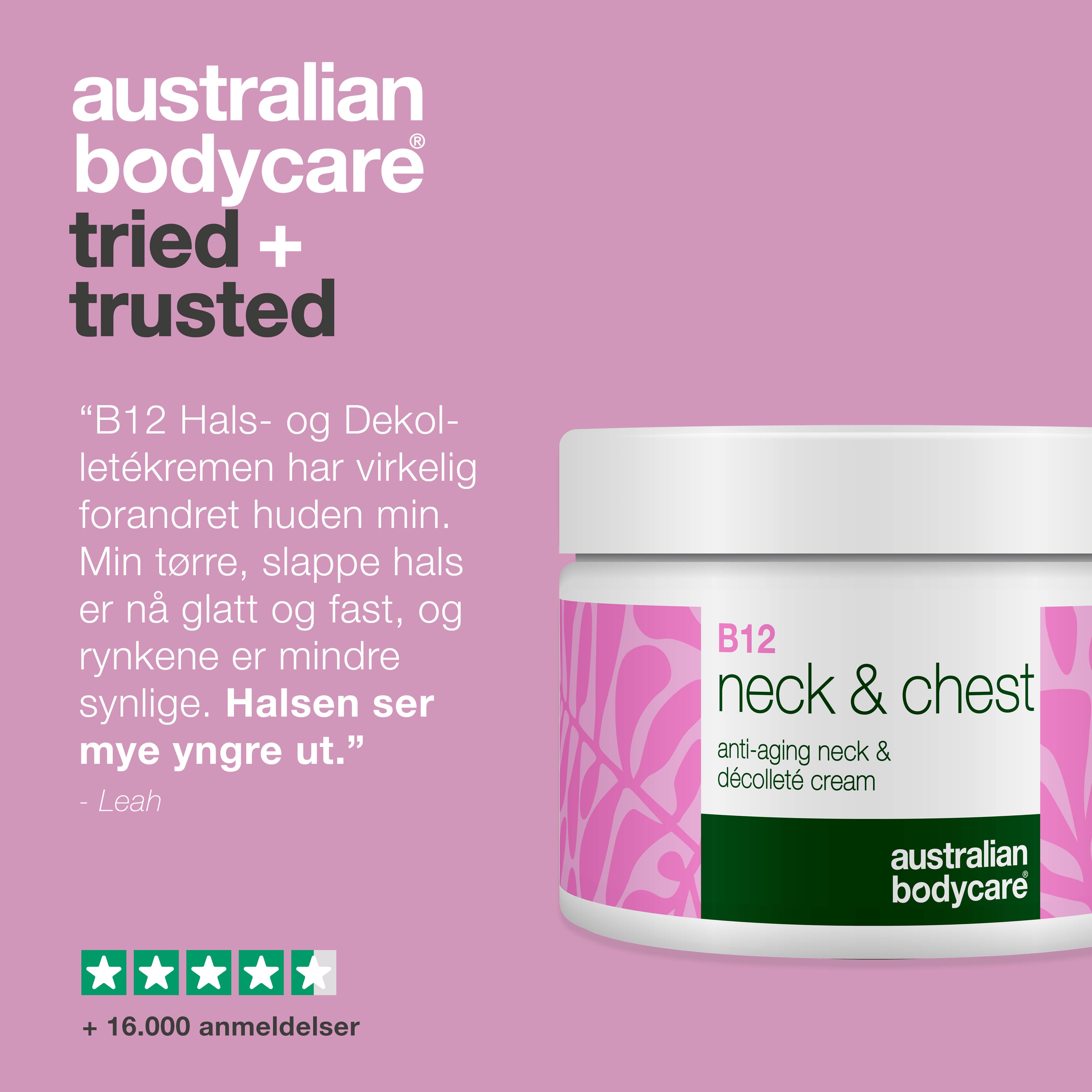 B12 Creme til Hals og Bryst – Reducer rynker og slap hud — B12 Hals- og Dekolletécreme fugter, opstrammer og mindsker rynker. For en glat og ungdommelig hud.