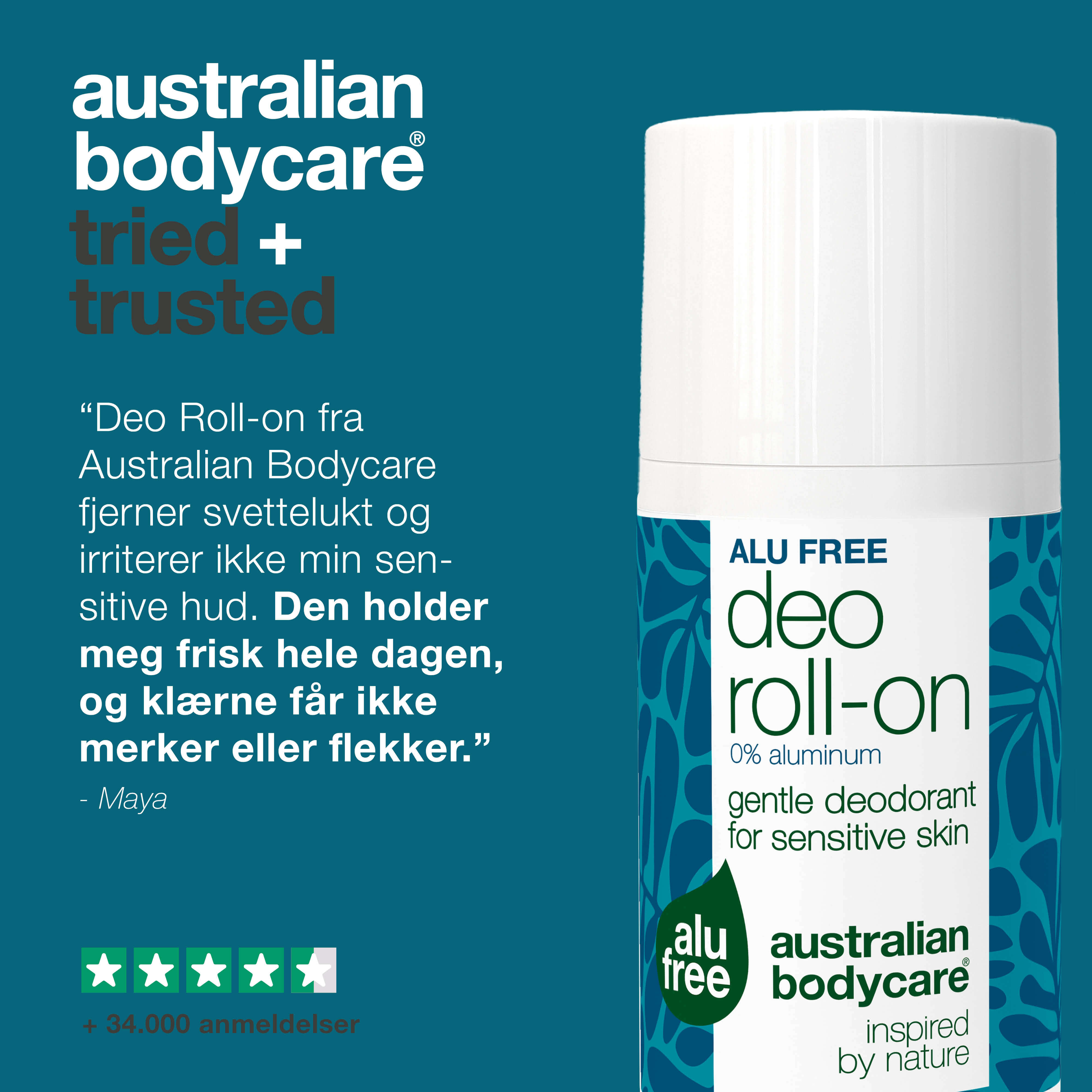 Naturlig deodorant uten aluminium som reduserer svettelukt, fukt og rødhet. Inneholder 4-terpineol, octenidin, melkesyre og glyserin.