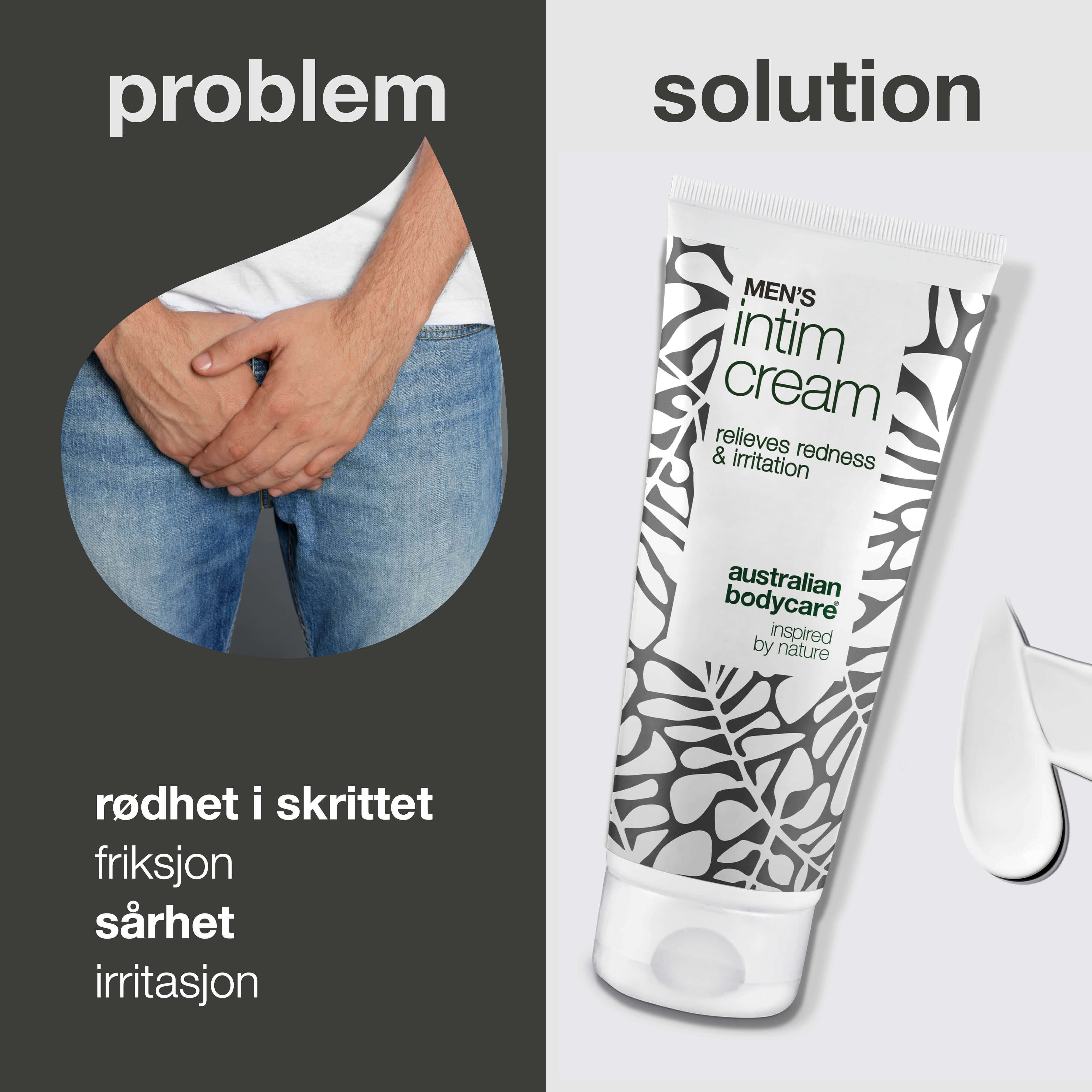 Intimkrem for Menn – lindrer kløe, rødhet og friksjon — Intimkrem for Menn beskytter mot rødhet og irritasjon. Inneholder sheasmør, bivoks og sink for optimal pleie og beskyttelse.