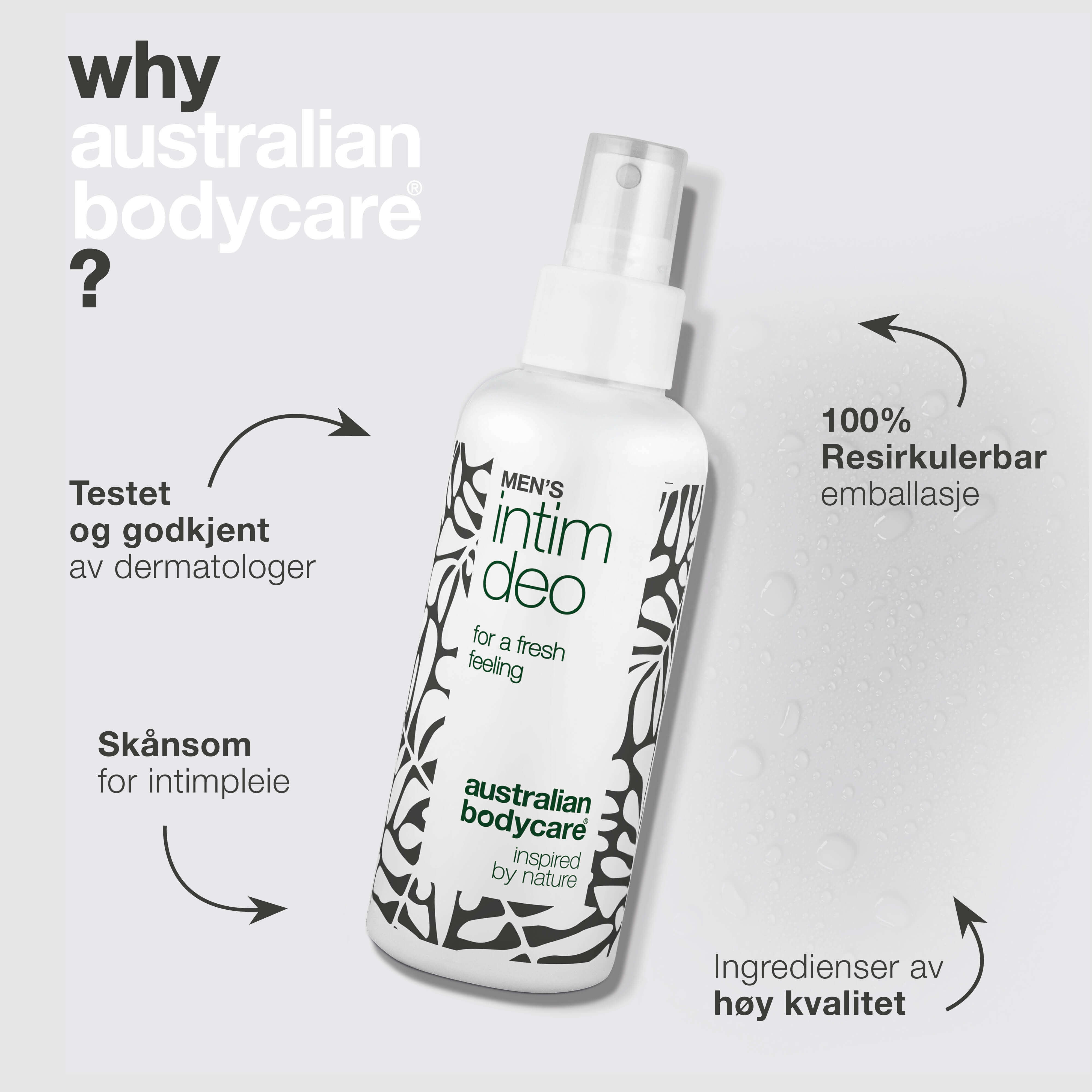 Intimdeodorant for menn mot svette, lukt og ubehag — Intimdeodorant for menn som forebygger svette, lukt og irritasjon. Friskhet og komfort hele dagen.