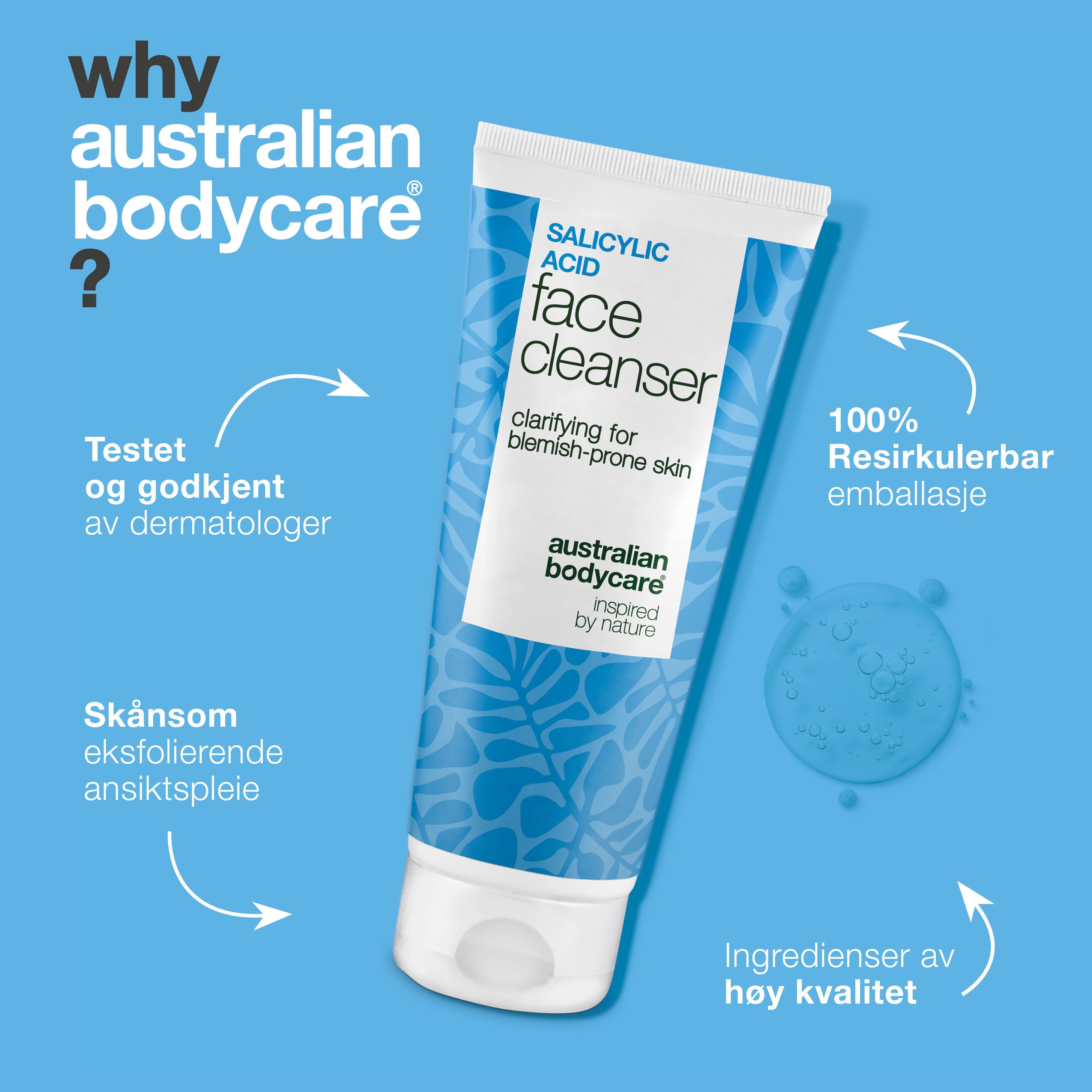 Salisylsyre Ansiktsrens mot kviser og hudormer – renser porene og balanserer fet hud