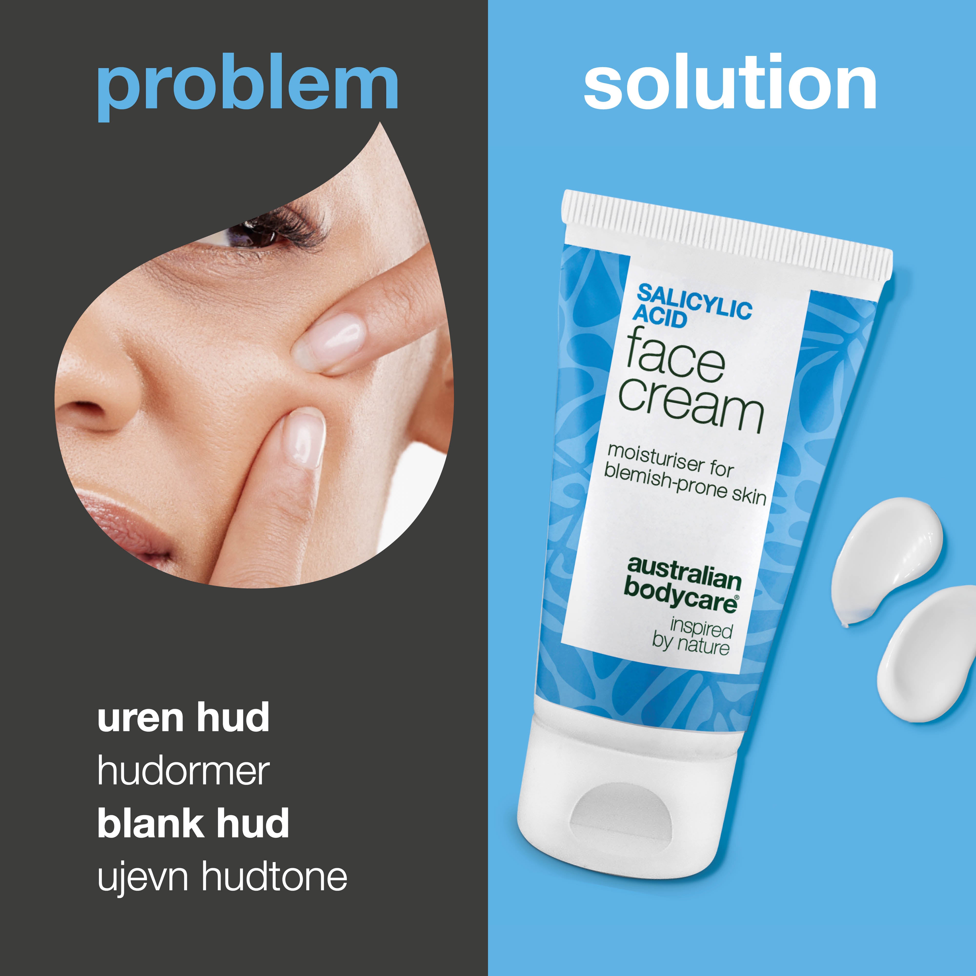 Ansiktskrem med salisylsyre mot kviser og hudormer – renser porene og balanserer fet hud