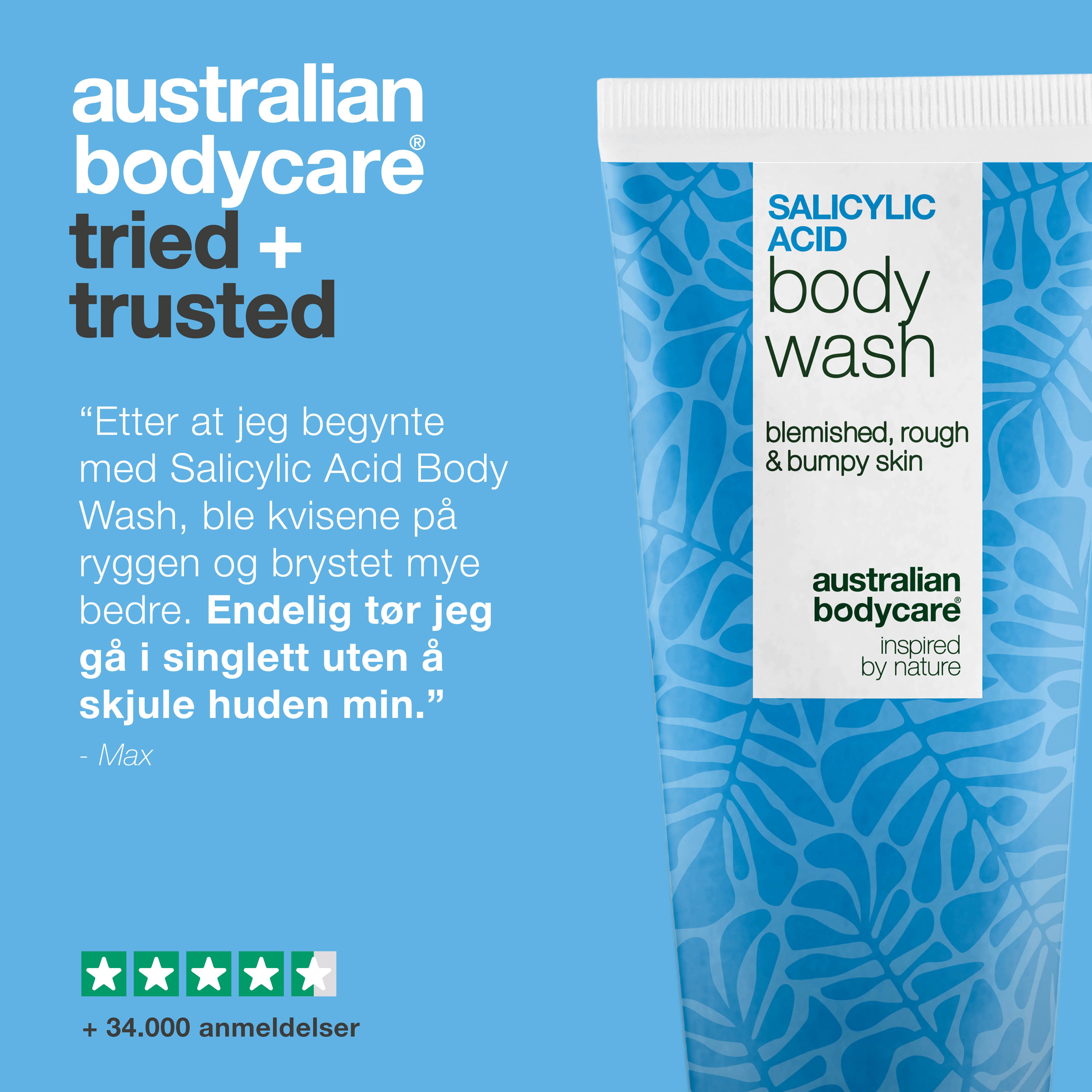 Salisylsyre Body Wash for nupper og urenheter på rygg, rumpe og bryst. Skånsom daglig rens med salisylsyre, niacinamid og sink PCA.