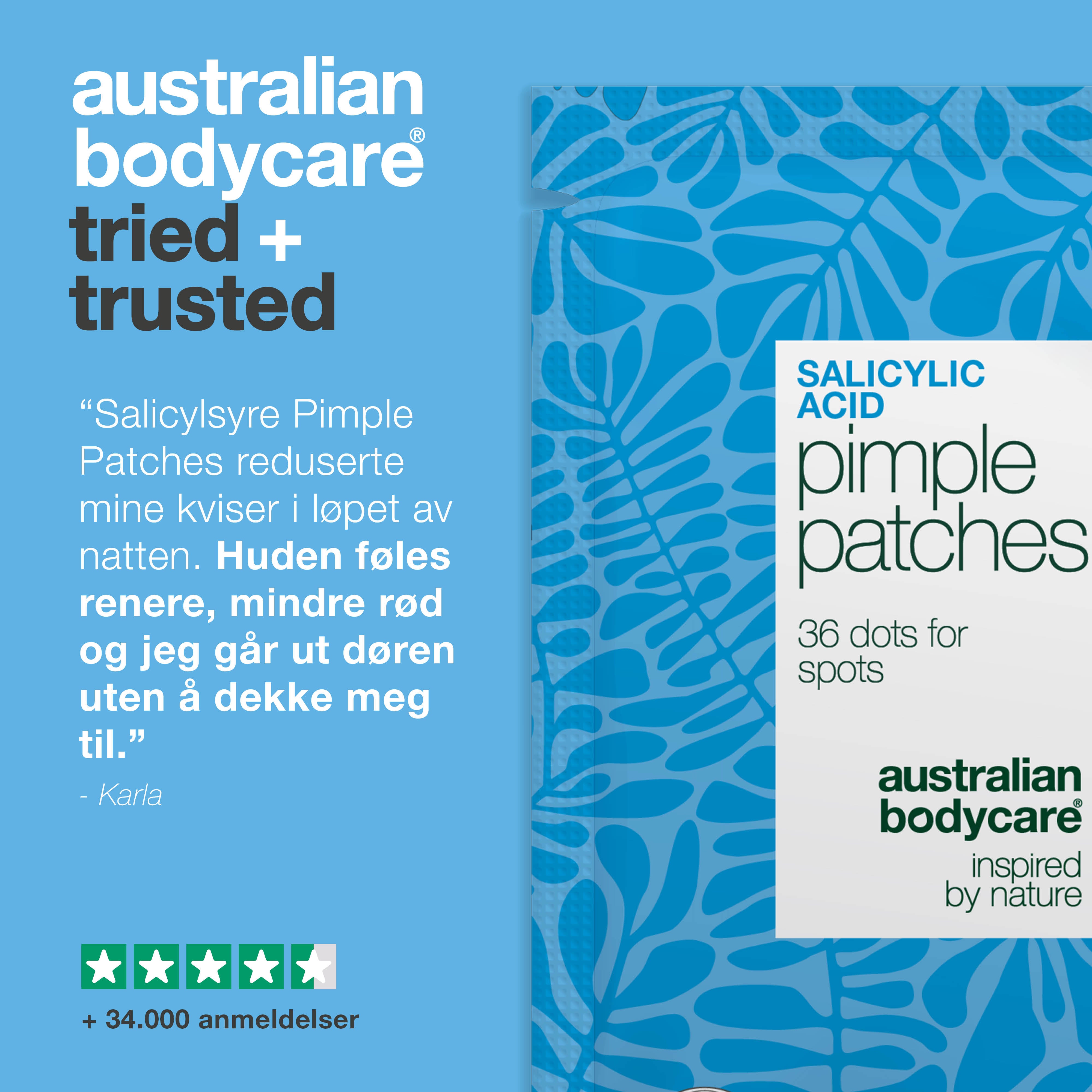 Salicylsyre Pimple Patches for hud med urenheter og betennelse. Med salisylsyre, grønn te-ekstrakt og hyaluronsyre som roer og beskytter huden.