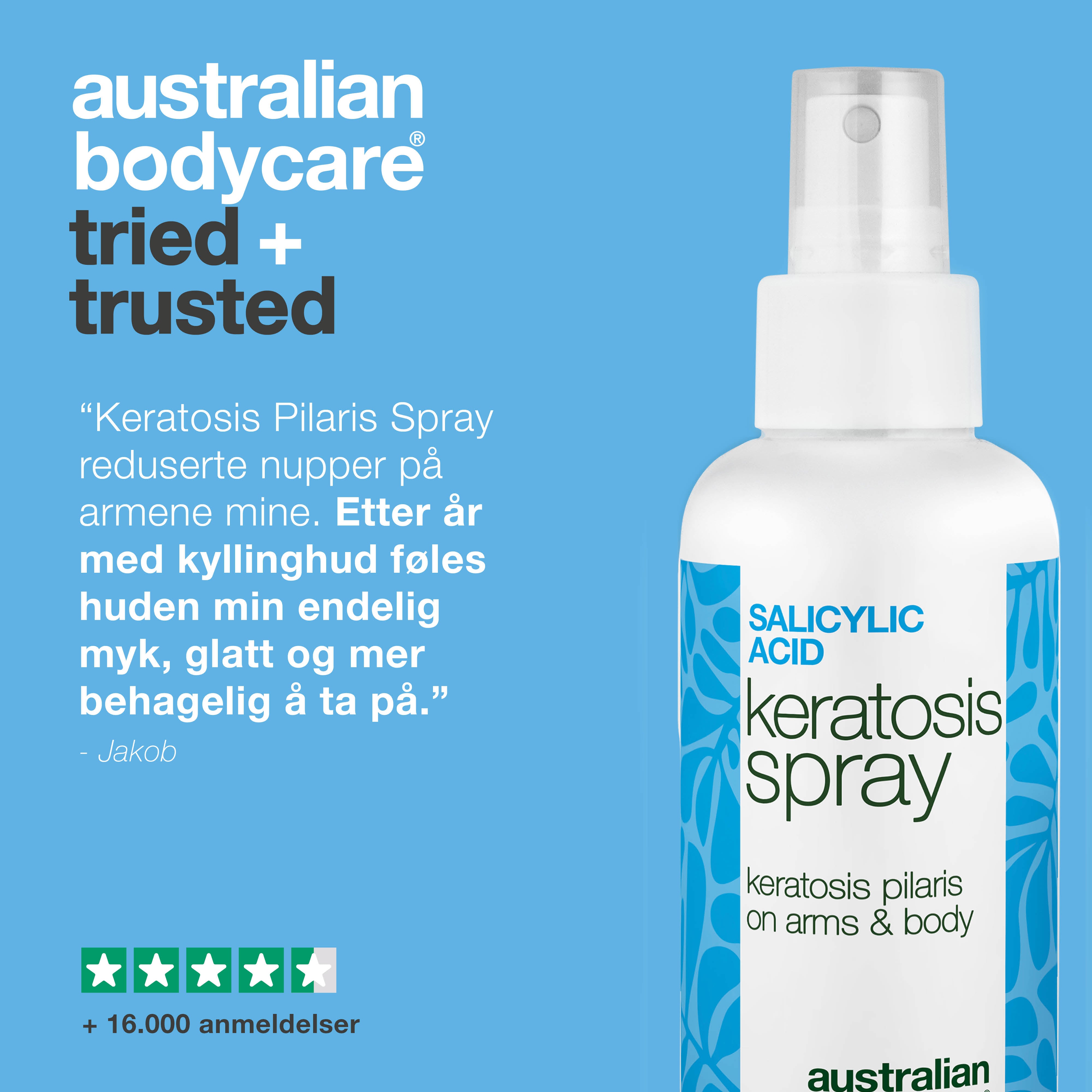Spray mot keratosis pilaris og nupper på armer og lår — Keratosis pilaris spray reduserer nupper og ru hud. Inneholder salisylsyre som eksfolierer og mykgjør huden.