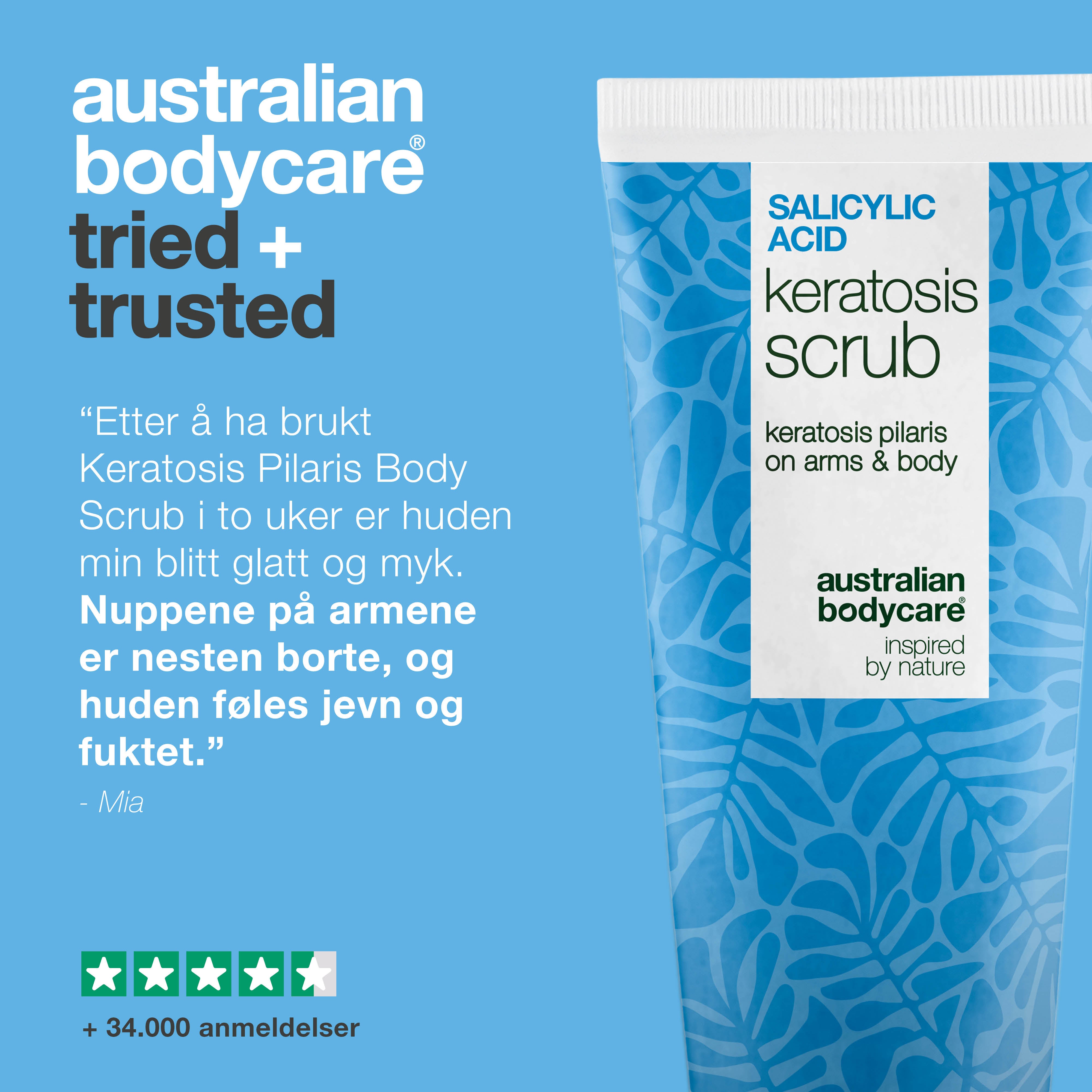 Keratosis Pilaris Body Scrub fjerner døde hudceller og gjør huden mykere. Med salisylsyre, glykolsyre, allantoin og glyserin for jevn og frisk hud.