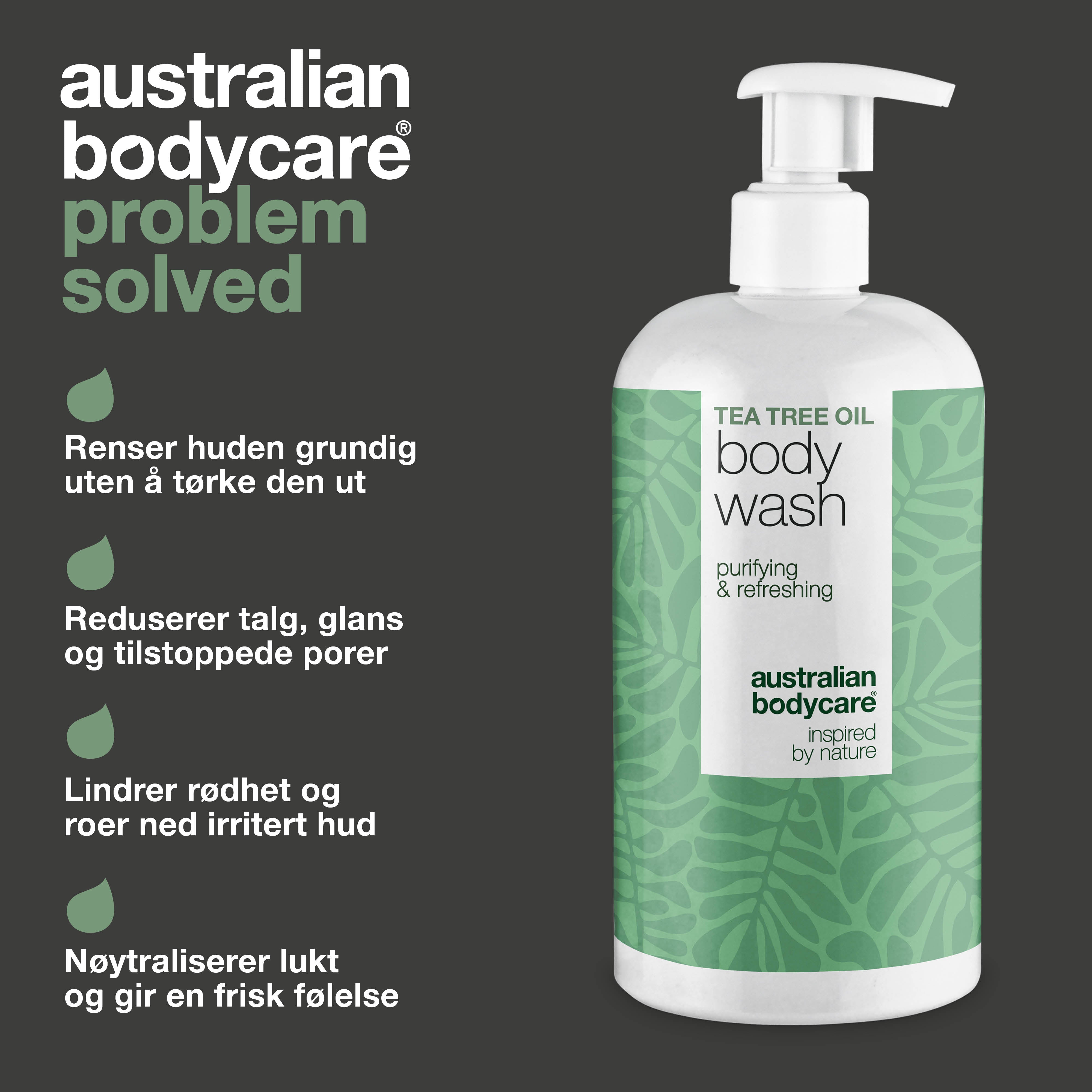 Tea Tree Body Wash mot kviser, kroppslukt og kløe – med Tea Tree Oil og Zinc PCA