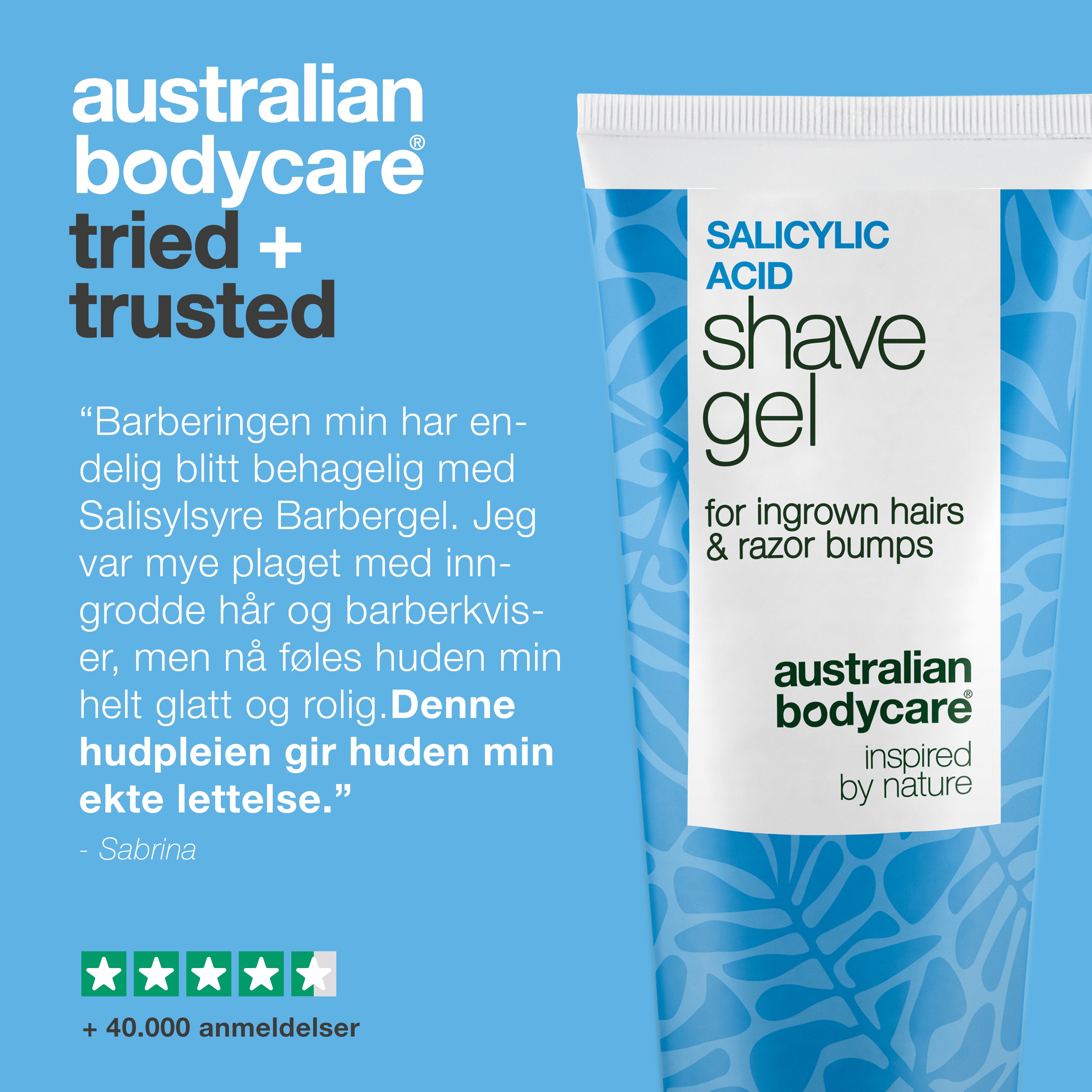 Salisylsyre Barbergel mot inngrodde hår og kviser — Salisylsyre Barbergel mot inngrodde hår og kløe. Beriket med salisylsyre, glyserin og panthenol for en irritasjonsfri barbering.