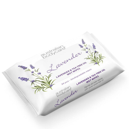 Våtservietter med Lavendel & Tea Tree Oil 24 stk. - Til rens og fuktpleie av ansikt og kropp