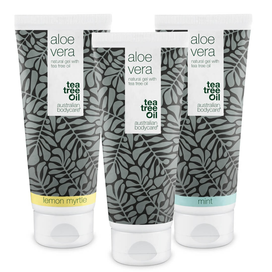 3 Aloe Vera gel  — pakketilbud - Pakketilbud med 3 Aloe Vera gel (200 ml): Tea Tree Oil, sitronmyrt og mynte
