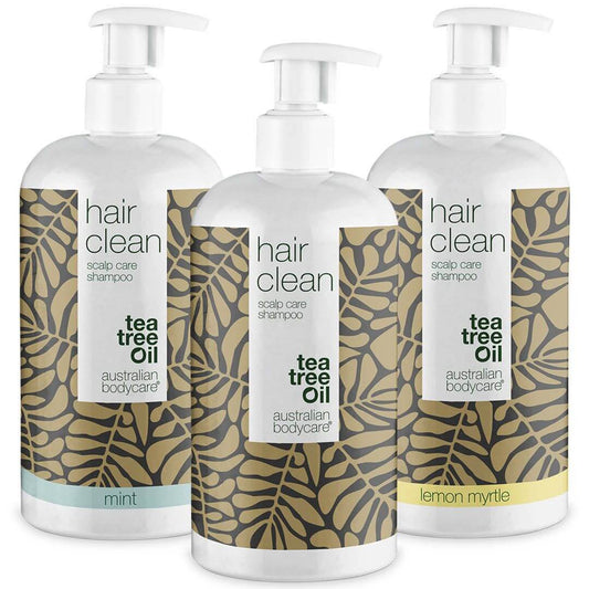 3 Hair Clean shampoo — pakketilbud - Pakketilbud med 3 sjampoer (500 ml): Tea Tree Oil, Lemon Myrtle og Mint