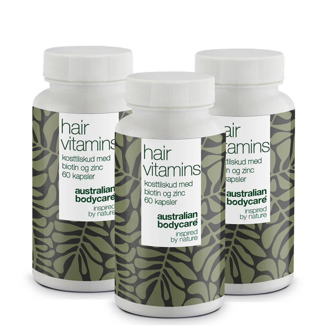 Vitaminer for hår med Biotin — Opprettholder normalt hår og kan brukes mot hårtap
