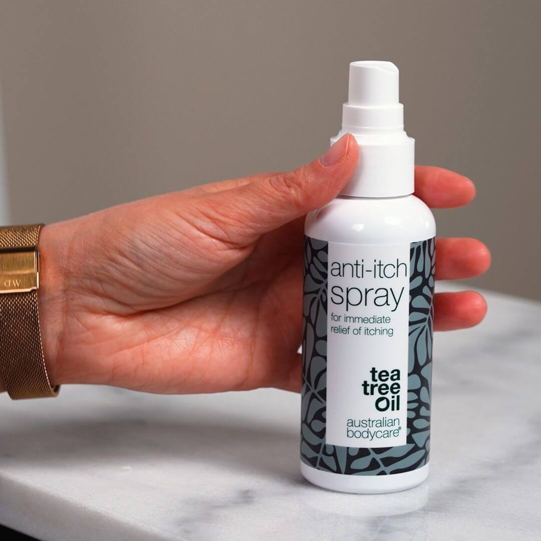 Spray til at lindre kløe i huden, ryggen og rumpa - Beroligende, lindrende spray til irritert hud