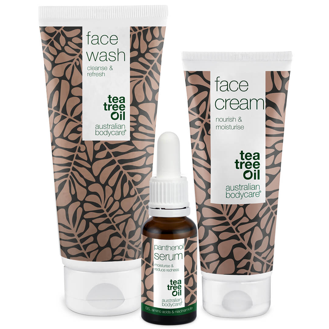 Sett til pleie av rosacea, rødme & sensitiv hud - 3 beroligende produkter som kan brukes ved rosacea: rens, B5 Serum & krem